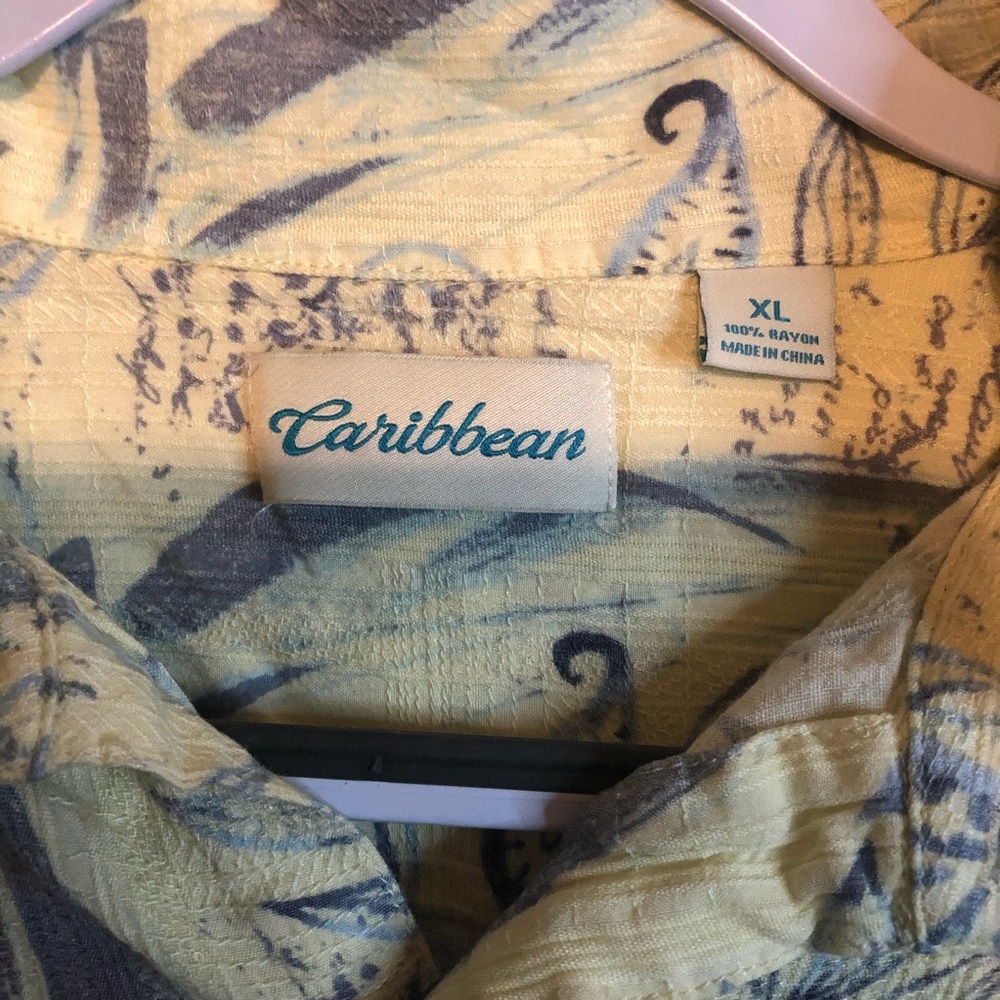 Caribbean rare spring beachy breezey button down 100% rayon shirt - Picture 4 of 8
